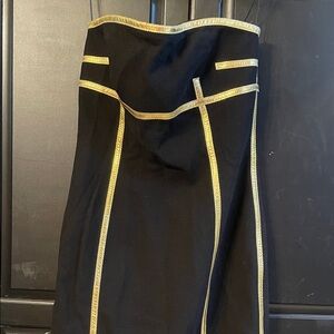 Michael Kors Collection Black Strapless Dress with Gold Trim.